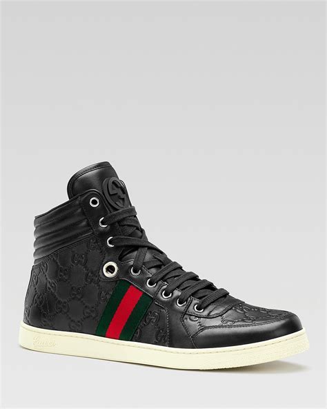 gucci leather high-top sneaker with zippers|gucci leather sneakers women.